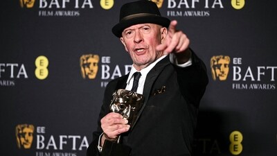 French movie director Jacques Audiard poses with the award for Best Film not in the English language for Emilia Perez during the BAFTA British Academy Film Awards ceremony at the Royal Festival Hall in London. (AFP) French movie director Jacques Audiard poses with the award for Best Film not in the English language for Emilia Perez during the BAFTA British Academy Film Awards ceremony at the Royal Festival Hall in London. (AFP)