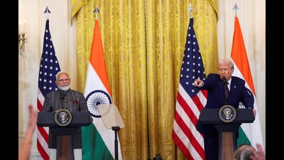 Washington, DC, Feb 13 (ANI): Prime Minister Narendra Modi and US President Donald Trump deliver a joint press statement after their meeting at the White House, in Washington, DC on Thursday. (Reuters/ANI) (REUTERS) Washington, DC, Feb 13 (ANI): Prime Minister Narendra Modi and US President Donald Trump deliver a joint press statement after their meeting at the White House, in Washington, DC on Thursday. (Reuters/ANI) (REUTERS)