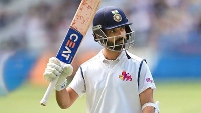 Ajinkya Rahane for Mumbai. (X) Ajinkya Rahane for Mumbai. (X)