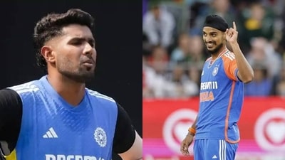 Arshdeep Singh (R) is set to get the nod ahead of Harshit Rana in Champions Trophy (AP/PTI) Arshdeep Singh (R) is set to get the nod ahead of Harshit Rana in Champions Trophy (AP/PTI)