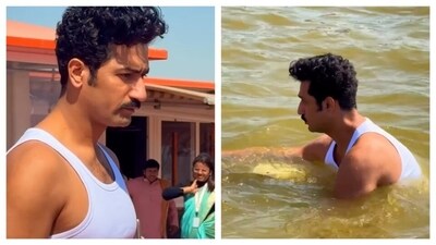 Vicky Kaushal was also seen taking holy dip. 