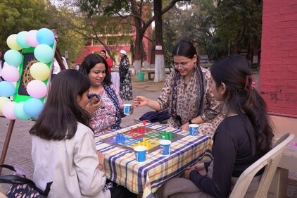 Students playing Ludo Students playing Ludo