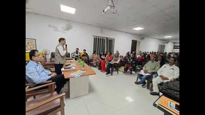 A meeting of senior officials with centre superintendents underway in Lucknow on Tuesday. (HT)
