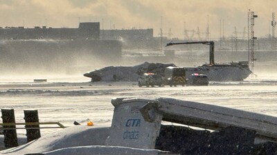 A Delta Air Lines plane heading from Minneapolis to Toronto crashed at Toronto's Pearson Airport, Monday February 17, 2025. (AP) A Delta Air Lines plane heading from Minneapolis to Toronto crashed at Toronto's Pearson Airport, Monday February 17, 2025. (AP)