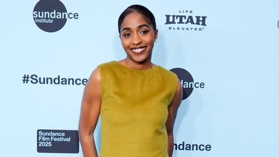 At the Sundance Film Festival, Ayo Edebiri looked drab in a mossy dreen dress. With a closed neckline and sleeveless details, the dress was just too ordinary for a red carpet look. (AP Photo/Chris Pizzello) At the Sundance Film Festival, Ayo Edebiri looked drab in a mossy dreen dress. With a closed neckline and sleeveless details, the dress was just too ordinary for a red carpet look. (AP Photo/Chris Pizzello)