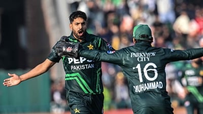 Pakistan's Haris Rauf (L) celebrates with his captain Mohammad Rizwan (AFP) Pakistan's Haris Rauf (L) celebrates with his captain Mohammad Rizwan (AFP)