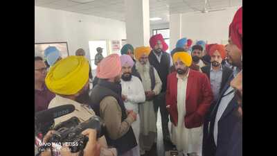 Chief Minister Bhagwant Singh Mann conducted surprise inspections of the newly constructed Sub-Tehsil Complex in Cheema (Sangrur) and Tehsil Complex in Sardulgarh (Mansa) on Tuesday. (HT Photo)