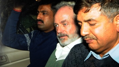 In this file picture from 2018, James Christian Michel (C) the alleged middleman in the multi-crore AgustaWestland chopper deal, being produced at a Central Bureau of Investigation (CBI) Court, in Patiala House Court, in New Delhi. (HT Photo) In this file picture from 2018, James Christian Michel (C) the alleged middleman in the multi-crore AgustaWestland chopper deal, being produced at a Central Bureau of Investigation (CBI) Court, in Patiala House Court, in New Delhi. (HT Photo)