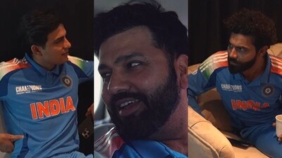 From left: Shubman Gill, Rohit Sharma and Ravindra Jadeja (Screengrab)