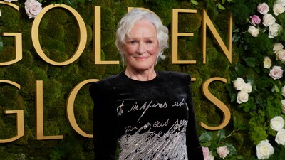 Glen Close's red carpet look for the 82nd Golden Globes Awards was a black velvet dress with illegible writing all over it. It didn't strike a chord with the fashion lovers. The shoulder pads on the dress didn't help either. (Photo by Jordan Strauss/Invision/AP) Glen Close's red carpet look for the 82nd Golden Globes Awards was a black velvet dress with illegible writing all over it. It didn't strike a chord with the fashion lovers. The shoulder pads on the dress didn't help either. (Photo by Jordan Strauss/Invision/AP)