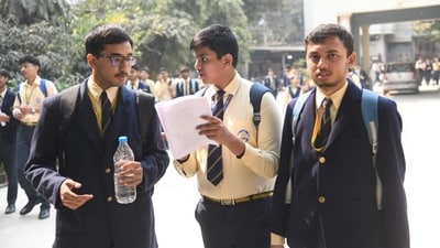 Students coming out after appearing in the Indian Certificate of Secondary Education (ICSE)class 10th examination at St. Xavier's high school &nbsp;in Patna (Santosh Kumar)