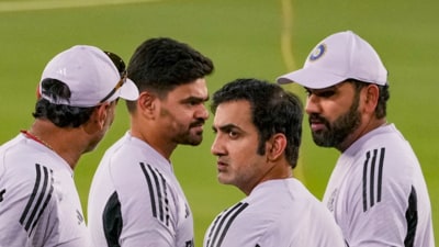 India head coach Gautam Gambhir with his support staff and captain Rohit Sharma India head coach Gautam Gambhir with his support staff and captain Rohit Sharma