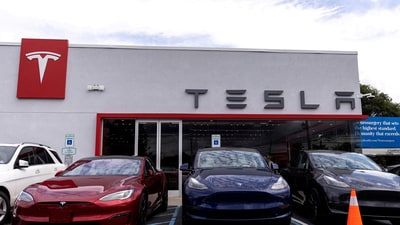 Tesla electric vehicles are parked in a Tesla dealer in Paramus, New Jersey, US, July 23, 2024. (REUTERS/File)