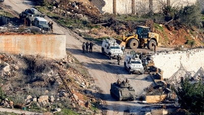 Israel's army has pulled out of southern Lebanese villages but remains in five positions, as a delayed withdrawal deadline expired on February 18 under a ceasefire deal with Hezbollah. (AFP/ Jalaa MAREY) Israel's army has pulled out of southern Lebanese villages but remains in five positions, as a delayed withdrawal deadline expired on February 18 under a ceasefire deal with Hezbollah. (AFP/ Jalaa MAREY)