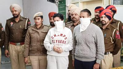 The Bathinda police on Tuesday arrested an NRI couple for making a false complaint of loot of their 39 tola gold jewellery by armed men. (HT Photo)