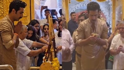 Vicky Kaushal was seen at Babulnath temple in Mumbai. Vicky Kaushal was seen at Babulnath temple in Mumbai.