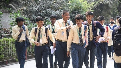 Students appeared for the English exam in the Indian Certificate of Secondary Education (ICSE) class 10th examination at St. Xavier's high school &nbsp;in Patna (Santosh Kumar)