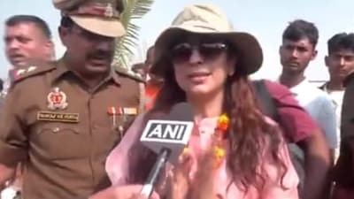 Juhi Chawla spoke to the press at the Mahakumbh. Juhi Chawla spoke to the press at the Mahakumbh.