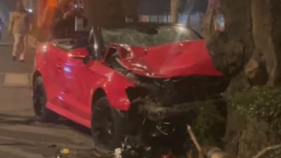Delhi Police said that the luxury Audi car was being driven recklessly. (Screengrab/X/@PTI_News) Delhi Police said that the luxury Audi car was being driven recklessly. (Screengrab/X/@PTI_News)
