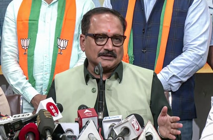 New Delhi, Feb 15 (ANI): Delhi's BJP President Virendra Sachdeva addresses a press conference, in New Delhi on Saturday. (ANI Photo) (ANI) New Delhi, Feb 15 (ANI): Delhi's BJP President Virendra Sachdeva addresses a press conference, in New Delhi on Saturday. (ANI Photo) (ANI)