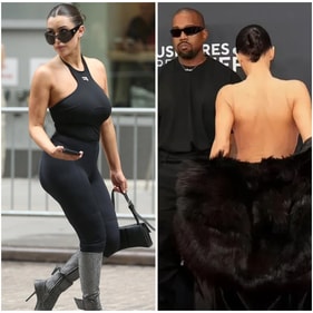 (Left) Bianca Censori before she dated Kanye; (Right) Her fashion transition after Bianca started dating Kanye West (Photos: Instagram)