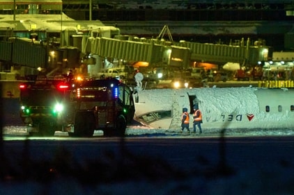The Endeavor Air flight 4819 with 76 passengers and four crew was landing at around 3:30 pm in Canada's biggest metropolis, having flown from Minneapolis in the US state of Minnesota, the airline said. (AFP) The Endeavor Air flight 4819 with 76 passengers and four crew was landing at around 3:30 pm in Canada's biggest metropolis, having flown from Minneapolis in the US state of Minnesota, the airline said. (AFP)