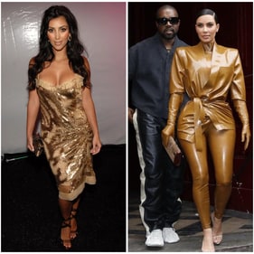 (Left) Kim Kardashian before she dated Kanye; (Right) Her fashion transition after Kim started dating Kanye West (Photos: Instagram)