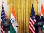 Prime Minister Narendra Modi and US President Donald Trump deliver a joint press statement after their meeting at the White House, in Washington.