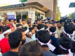 Bhubaneswar: Police pacify students of the Kalinga Institute of Industrial Technology (KIIT) during a protest over the death of a Nepali student on KIIT campus, in Bhubaneswar, Tuesday, Feb. 18, 2025 Bhubaneswar: Police pacify students of the Kalinga Institute of Industrial Technology (KIIT) during a protest over the death of a Nepali student on KIIT campus, in Bhubaneswar, Tuesday, Feb. 18, 2025