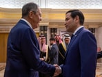 US Secretary of State Marco Rubio shakes hands with Russian Foreign Minister Sergei Lavrov during their meeting at Diriyah Palace, in Riyadh, Saudi Arabia, on February 18, 2025. US Secretary of State Marco Rubio shakes hands with Russian Foreign Minister Sergei Lavrov during their meeting at Diriyah Palace, in Riyadh, Saudi Arabia, on February 18, 2025.