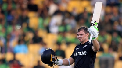 Tom Latham had scored a half-century in New Zealand's ODI and now bettered that with his seventh ODI century. He finished unbeaten on 118 off 104 balls, hitting 10 fours and three sixes. (REUTERS) Tom Latham had scored a half-century in New Zealand's ODI and now bettered that with his seventh ODI century. He finished unbeaten on 118 off 104 balls, hitting 10 fours and three sixes. (REUTERS)