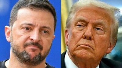(COMBO) This combination of pictures created on February 12, 2025 shows (L-R) Ukraine's president Volodymyr Zelensky in Brussels, on October 17, 2024 and US President Donald Trump on February 10, 2025, in Washington, DC. (AFP) (COMBO) This combination of pictures created on February 12, 2025 shows (L-R) Ukraine's president Volodymyr Zelensky in Brussels, on October 17, 2024 and US President Donald Trump on February 10, 2025, in Washington, DC. (AFP)