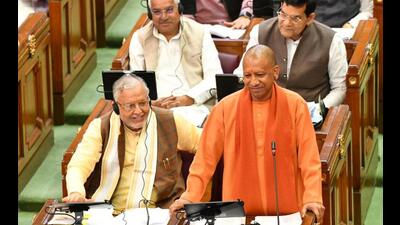 Chief minister Yogi Adityanath on the second day of the budget session in the UP assembly in Lucknow, Wednesday. (HT Photo) Chief minister Yogi Adityanath on the second day of the budget session in the UP assembly in Lucknow, Wednesday. (HT Photo)