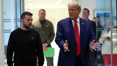 Donald Trump and Ukraine's President Volodymyr Zelenskyy at Trump Tower, Friday, Sept. 27, 2024, in New York. (AP Photo/Julia Demaree Nikhinson) (AP) Donald Trump and Ukraine's President Volodymyr Zelenskyy at Trump Tower, Friday, Sept. 27, 2024, in New York. (AP Photo/Julia Demaree Nikhinson) (AP)