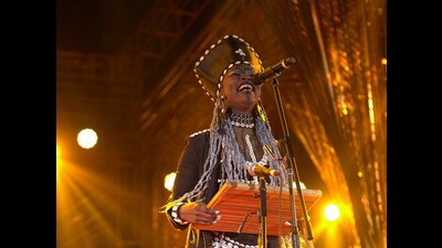 Grammy-winning artist from Côte d’Ivoire, Dobet Gnahoré, enthralled audiences with a vibrant celebration of Afropop. (Courtesy Vedanta Udaipur World Music Festival 2025) Grammy-winning artist from Côte d’Ivoire, Dobet Gnahoré, enthralled audiences with a vibrant celebration of Afropop. (Courtesy Vedanta Udaipur World Music Festival 2025)
