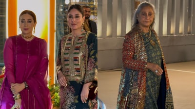 Kareena Kapoor, Karisma Kapoor and Jaya Bachchan at Aadar Jain and Alekha Advani's mehendi ceremony. Kareena Kapoor, Karisma Kapoor and Jaya Bachchan at Aadar Jain and Alekha Advani's mehendi ceremony.