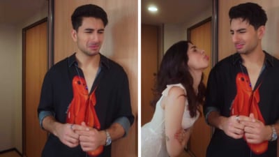 Ibrahim Ali Khan and Khushi Kapoor in a promo video for Nadaaniyan. Ibrahim Ali Khan and Khushi Kapoor in a promo video for Nadaaniyan.