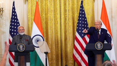 Prime Minister Narendra Modi and US President Donald Trump deliver a joint press statement after their meeting at the White House, in Washington. (Reuters) Prime Minister Narendra Modi and US President Donald Trump deliver a joint press statement after their meeting at the White House, in Washington. (Reuters)