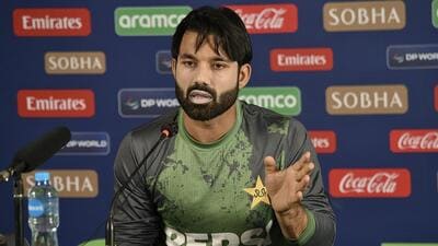 Pakistan's skipper Mohammad Rizwan during a press conference in Karachi. (AP)