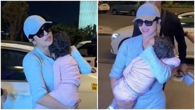 Priyanka Chopra with Malti Marie at the Mumbai airport. Priyanka Chopra with Malti Marie at the Mumbai airport.