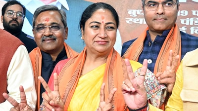BJP MLA-elect Rekha Gupta being congratulated by other party after her name was announced as chief minister of Delhi (Ajay Aggarwal/ Hindustan Times) BJP MLA-elect Rekha Gupta being congratulated by other party after her name was announced as chief minister of Delhi (Ajay Aggarwal/ Hindustan Times)