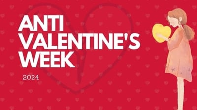 Anti-Valentine's Week 2025 Calendar Full List: From Confession Day to Breakup Day, know all about the days of Anti-Valentine's Week. Anti-Valentine's Week 2025 Calendar Full List: From Confession Day to Breakup Day, know all about the days of Anti-Valentine's Week.
