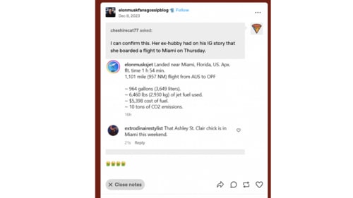 A post on Elon Musk and Ashley St Clair dating back to December 2023. (X/@PaddedRoom4U) A post on Elon Musk and Ashley St Clair dating back to December 2023. (X/@PaddedRoom4U)