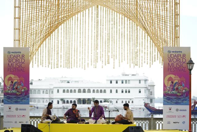 Rithvik Raja and his group blended classical and modern elements. (Vedanta Udaipur World Music Festival 2025) Rithvik Raja and his group blended classical and modern elements. (Vedanta Udaipur World Music Festival 2025)