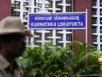 A policeman stands guard at the Lokayukta office, in Bengaluru, A policeman stands guard at the Lokayukta office, in Bengaluru,
