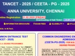TANCET, CEETA PG 2025 registration will end tomorrow at tancet.annauniv.edu. Candidates can apply via the direct link given here. 