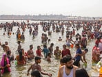 Devotees take a dip at Triveni Sangam during the ongoing 'Maha Kumbh Mela 2025', in Prayagraj. Devotees take a dip at Triveni Sangam during the ongoing 'Maha Kumbh Mela 2025', in Prayagraj.