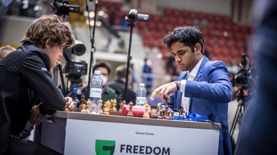 Magnus Carlsen managed to get past Arjun Erigaisi and enter the Grand Final. (Twitter (FIDE/Anna Shtourman)) Magnus Carlsen managed to get past Arjun Erigaisi and enter the Grand Final. (Twitter (FIDE/Anna Shtourman))