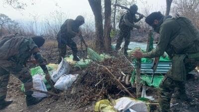 Assam Rifles personnel destroy illegal bunkers and seize arms, ammunition and explosives (HT Photo) Assam Rifles personnel destroy illegal bunkers and seize arms, ammunition and explosives (HT Photo)