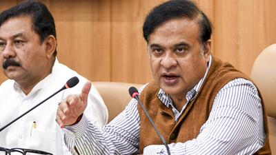 Assam chief minister Himanta Biswa Sarma addresses the media on the upcoming ‘Advantage Assam 2.0’ summit, on Thursday. (PTI Photo) Assam chief minister Himanta Biswa Sarma addresses the media on the upcoming ‘Advantage Assam 2.0’ summit, on Thursday. (PTI Photo)
